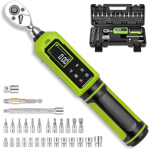 1/4" Digital Torque Wrench -0.33-22Ft.Lb for Bike Motorcycle Repair 1/4" 4-266.0In.Lb Set