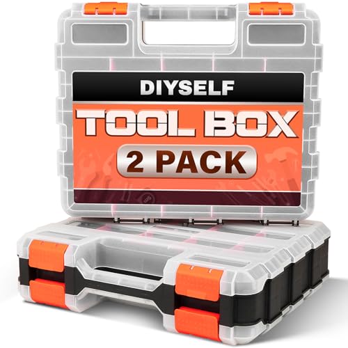 DIYSELF 2 Pack Hardware Organizer, 34-Compartment Small Parts Organizer