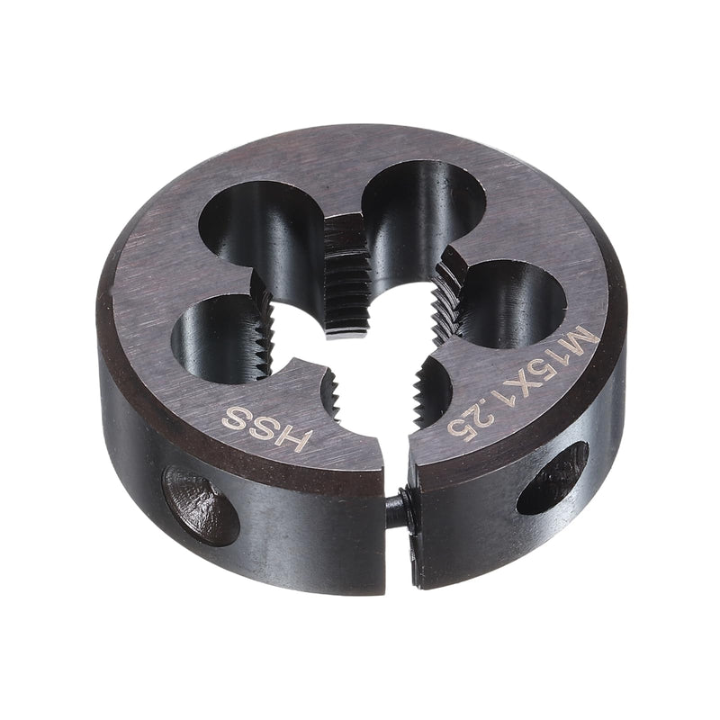 QUARKZMAN Adjustable Die M15 x 1.25 x 38.1 mm, Right Handed Thread Die, Black