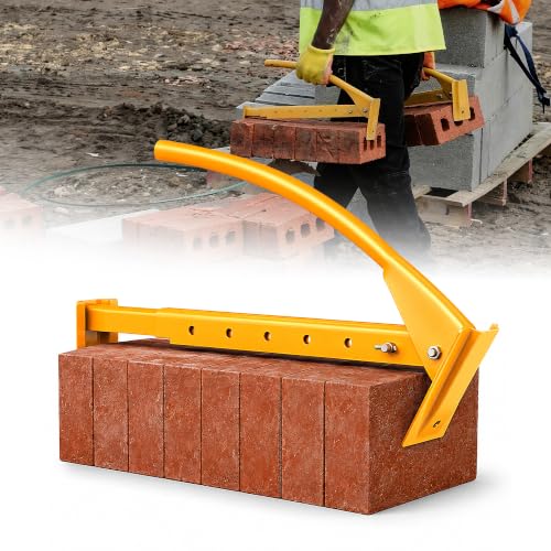 Heavy Duty Steel Brick Tongs, Adjustable Brick Carrier for 6-10 Bricks, Labor-Saving Brick Lifting Tool for Masonry Construction and Building Projects