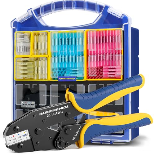 haisstronica 340PCS Heat Shrink Butt Connectors Set, 9" Wire Crimper 340 PCS