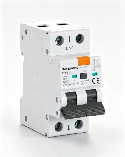 RCBO FI/LS Switch Type A B16 30mA 6kA 1P+N DIN Rail | Reliable protection against residual current, overload, and short circuit for safe electrical circuits in homes and businesses. Curve B 16 A