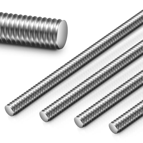 Blulu 4 Pcs Stainless Steel All Thread Rod, 1/4"-20 x 36 Fully Threaded 1/4"-20 x 36"