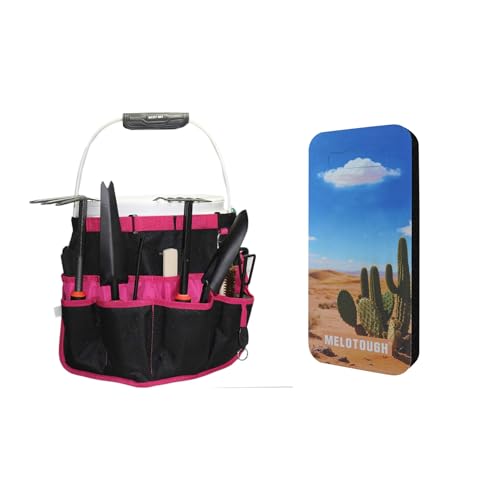 MELOTOUGH Bucket Caddy Organizer Bucket Tool Organizer for Garden Tools Fit 3.5 to 5 Gallon Bucket, Garden Kneeling Pad, 1" Thick Soft NBR Foam Kneeling Pads for Gardening, Cleaning, Work