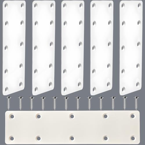 White Mending Plates 7.87x1.89 inch Flat Brackets,6PCS 7.87 x 1.89 x 0.08 inch/200 x 48 x 2 mm 6