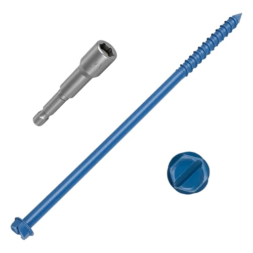 1/4'' x 6'' Hex Head Concrete Screw Anchor 50pc, Slotted Concrete Screw with Screwdriver, Masonry Screw for Concrete Brick Block and Wood Fastening 1/4" x 6" hex head *50