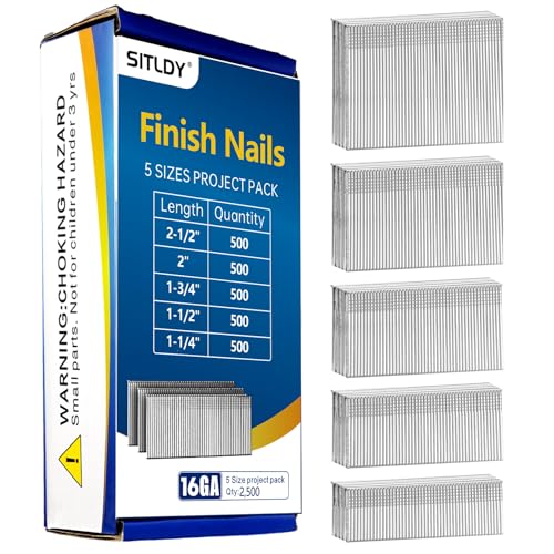 304 Stainless Steel Straight 16 Gauge Finish Nails 5 Sizes 2500 PCS 5 SIZES- 2500 pcs