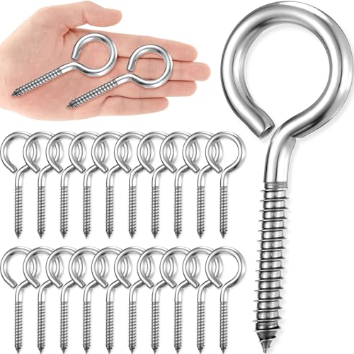 20 Pcs 4" 304 Heavy Duty Eye Hooks Screw, M8 Large Eye Screw Bolt