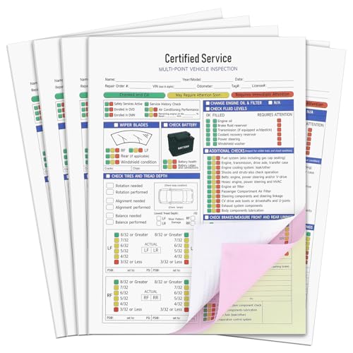 Colarr 540 Sheets Vehicle Inspection Report, 3 Part Multicolor Carbonless