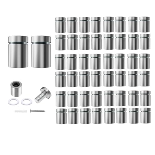 50 Pack Sign Standoff Screws 3/4" x 1" Stainless Steel Standoffs 3/4x1 in Silver 50
