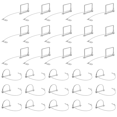 30 Pcs Trailer Coupler Pin Set with Anti-Loss Cables, 2-3/4" x 1/4" (L x W) Zinc-Plated Iron Locking Pins for Hitch in Square & D-Ring Shapes, Heavy Duty Hardware Pins for Towing & Farm