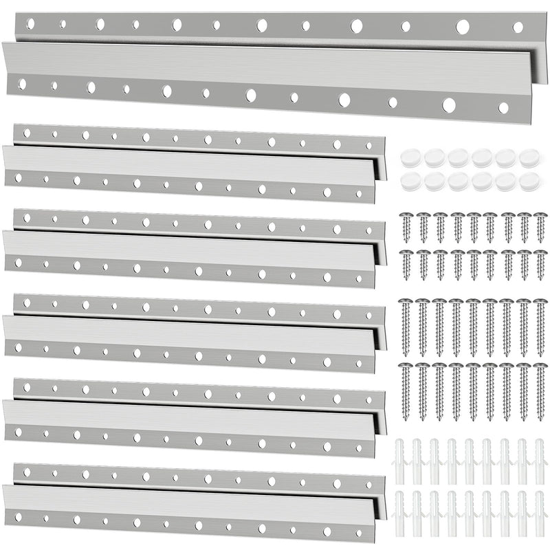 French Cleat Hanger 12 Inch - 6 Pairs, Z Bar Hanger Supports 60 Lbs, Interlocking Wall Mounting Bracket Hardware Kit for Hanging Mirrors, Picture, Shelf, Whiteboard, Art, Frames 12"-6 Pairs