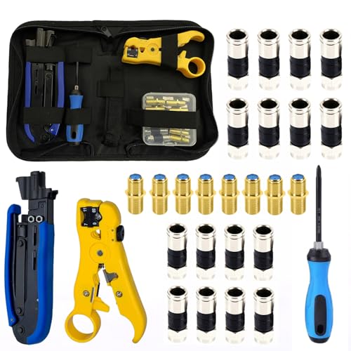 Coax Cable Crimper Tool Kit, RG6 RG59 Coaxial Compression Tool