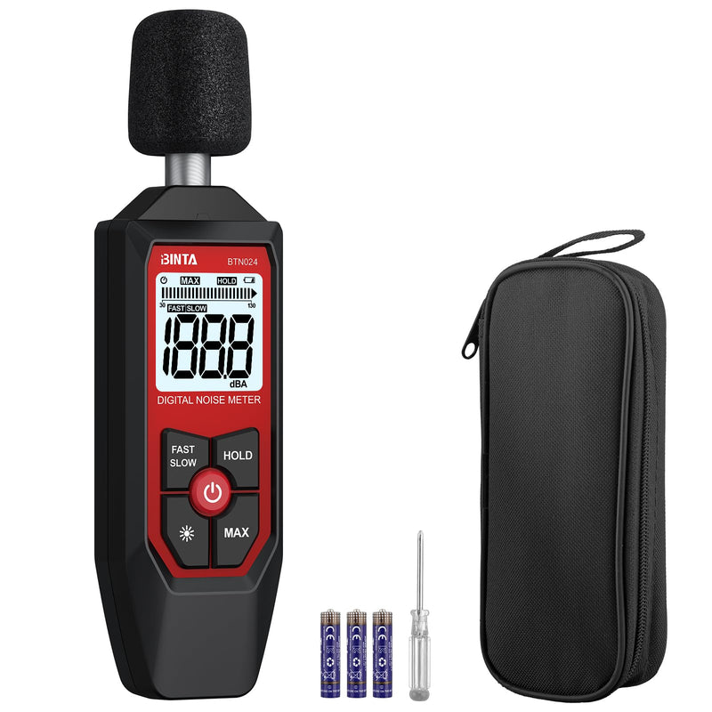 BINTA Decibel Meter, Portable Sound Level Meter 30dB to 130dB | With LCD screen, A weighted, fast/slow response for DIY shops A-Weighted