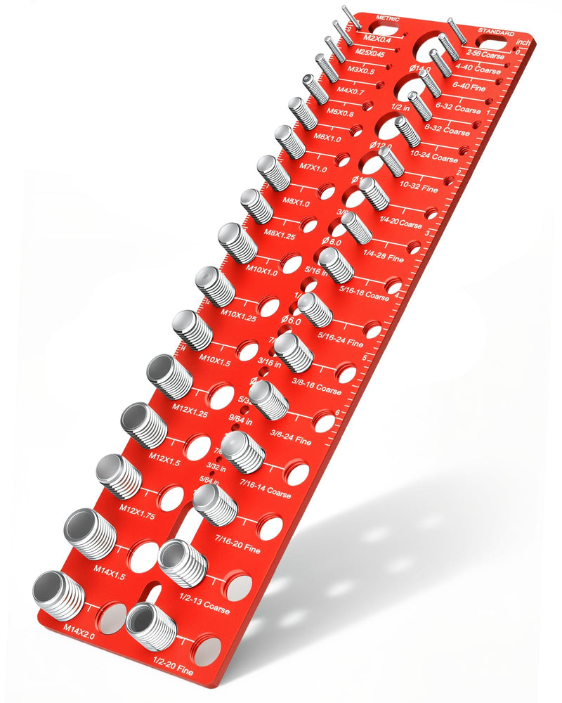 Manalete Thread Checker, 53 Nut and Bolt Thread Checker, Screw Size and Thread Identifier Gauge with 17 Standard & 17 Metric &19 Drill Bit Gauges, Bolt Size Finder for Quickly Identify Thread Sizes 53 Gauges - 17 Inch & 17 Metric &19 Drill Gauges