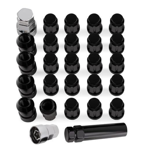 ATV M12x1.5 Black Lug Nuts & Wheel Lock Lug Nut kit Compatible with 2007-2015 Jeep &1995-2021 Kia &1984-2021 Ford & 1983-2021 Mitsubishi