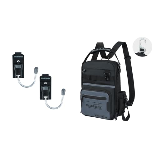 MELOTOUGH Tool Belt Hook Cordless Drill Holster Hook, Small Tool Backpack for Men 30 Multi-Storage Pockets Heavy Duty Bag Backpack with Dual-Form Shoulder Strap(Grey)