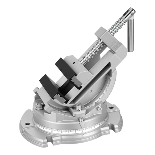 Multi-Angle Bench Clamp with Heavy-Duty Vise Function: 0-90° Tilt, 360° Swivel Base, 3" Jaw, Cast Iron & Powdered Metallurgy Jaws for Woodworking, Drilling, Milling DIY Silver