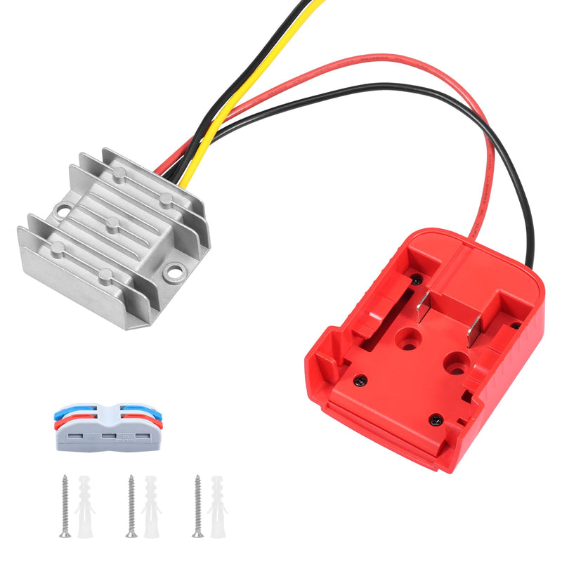 Step Down Converter 18 V → 12 V Ultra 120 W for Mil.wau.kee M18, Complete Battery Adapter with Switch & Cable, 95% Efficiency, 10 A Output, ABS Protection, Ideal for Power Wheels, RC, LED, 12 V Devices