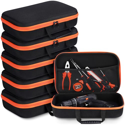 6 Pack Hard Storage Tools Case 13 x 8.8 x 3.5 Inch Empty Drill Tool Organizer Replacement with Handle and Zipper Reusable Hard Carrying Bag for Hand Tools & Electronic Accessory, Case Only