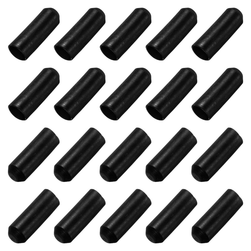 QUARKZMAN Pack of 20 30 mm Length Shrink End Caps 10 mm ID, 1.5:1 Ratio Rubber End Caps Black Heat Resistant Heat Shrink Tube Caps for Cable Rope 10mm ID x 30mm L