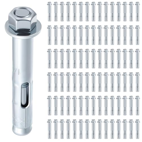 100 Pack 5/16" x 1-1/2" Sleeve Anchors for Concrete 100 5/16" X 1-1/2"