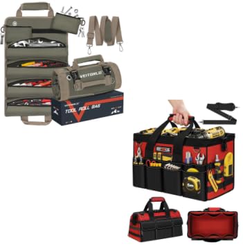 16-Inch Heavy Duty Tool Bag, 19-Pockets Tool Box Organizer, Portable Toolbag, Heavy Duty Tool Organizer W/Detachable Pouches for Electrician Mechanic Carpenter