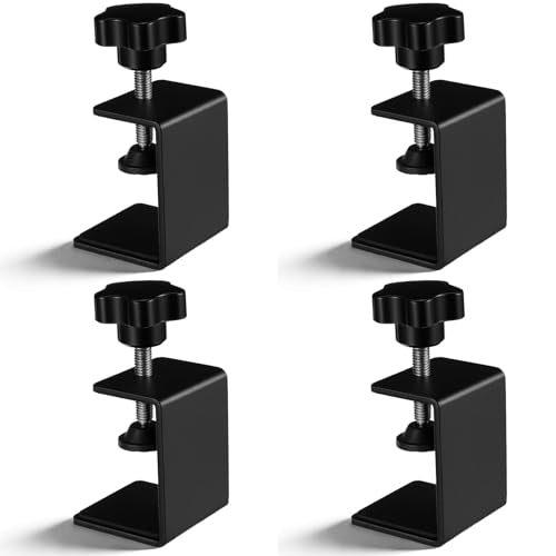 4 Pack Heavy Duty C Clamp, Black Adjustable Woodworking Clamps Shelf Clamps for for Furniture Table Installation Desk Extension Panel Work Welding and Construction