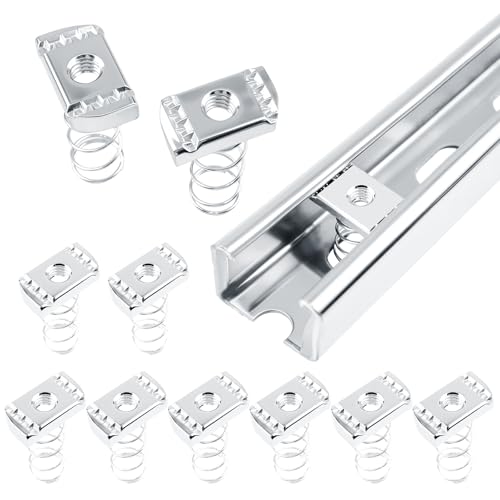 3/8"-16 Strut Channel Nuts,50 Pack Long Spring Electroplated 3/8"-16 50