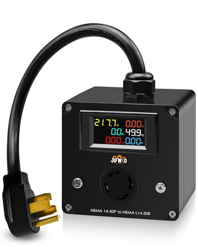 30A AC Power Meter Fit for 240V NEMA 14-50P to L14-30R Plug-in Energy