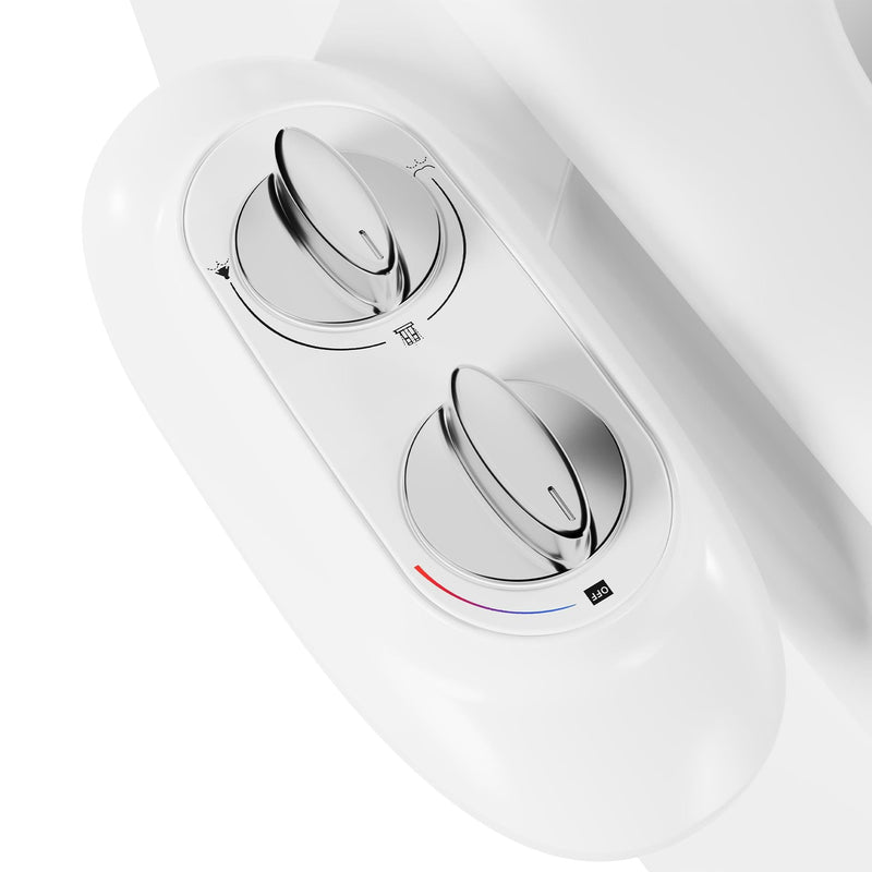 Ultra-Slim 3-in-1 Bidet Attachment for Toilet, Adjustable Warm/Cold Water & Pressure, Self-Cleaning Dual Nozzles for Posterior & Feminine Wash, Easy Install (White） Chrome, Cold & Warm