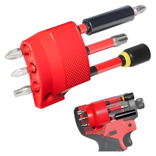 Magnetic Bit Holder Universal | For Milwaukee M12 Dewalt Makita | Anti-Rotation & Strong Magnet | Tool Holder for Hammer Drill (Red)