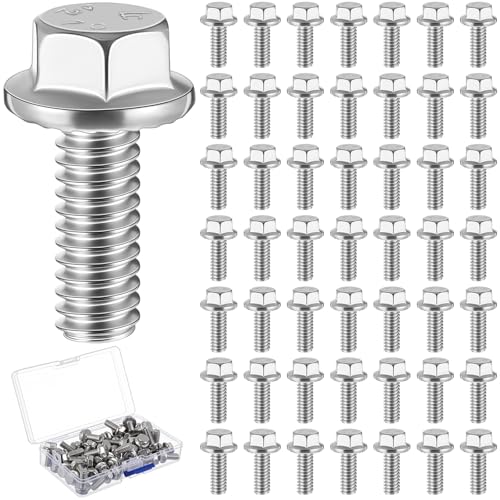 Zonon 50pcs 5/16-18 x 3/4 Inch 304 Stainless Steel Flanged Bolts, Silvery 5/16-18 x 3/4'' 50