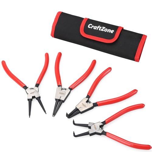 4-Piece Snap Ring Pliers Set – Internal and External C-Clip Pliers, Snap Ring Tool Kit for Removing/Installing Retaining Rings, Heavy Duty Carbon Steel 4 Pack