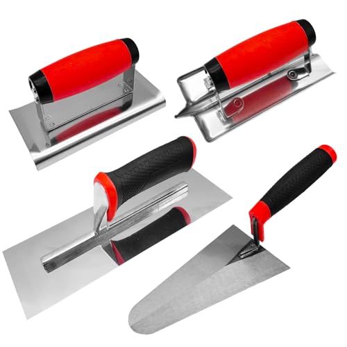 4 PCS Concrete Tool Set, Finishing & Gauging Trowel, Edger Groover Concrete Tool Set, 4 Pcs