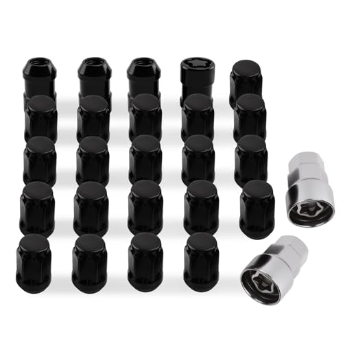 M12x1.5 Black Lug Nuts & Wheel Lock Lug Nut kit Compatible with Geo 1989-1995 & Eagle 1988-1996 & Cadllac1980-2020 M12x1.5 20