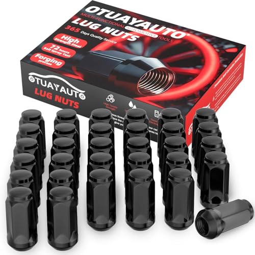 OTUAYAUTO 9/16-18 Lug Nuts, Replacement for 1994-2011 Dodge Ram 2500 3500 9/16-18" 32 PCS Black