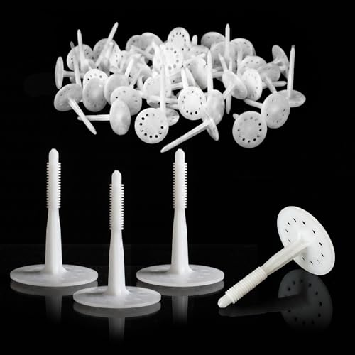 200 Pcs 4" Plastic Insulation Masonry Fasteners, Heavy Duty White Foam Board Anchors for Fixing and Fastening Rigid Foam Insulation Board Panels