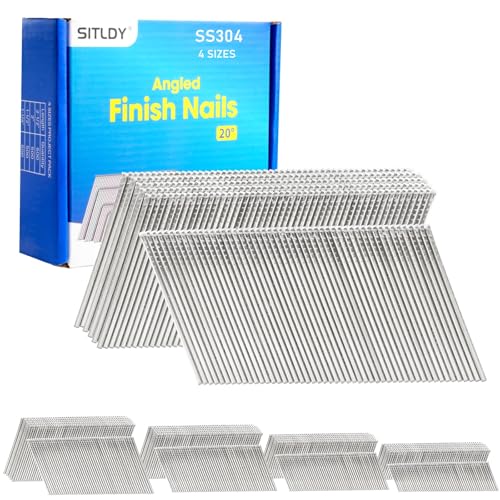 304 Stainless Steel 16 Gauge Angled Finish Nails 20 Degree 2000 Pcs 4 SIZES-2000 pcs