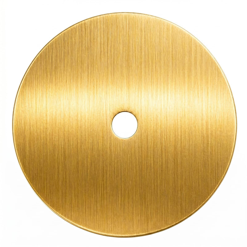 trust4care 8-Pack Brushed Satin Gold Round Large Backplate Rosette Washers of Bifold Cabinet Knob Handles, Thick 2-1/3" Titanium Golden Back Plate Sheets for Pull Doorknobs Set of 8 Brushed Brass