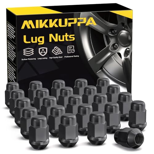 MIKKUPPA M12x1.5 Wheel Lug Nuts, Black 24PCS Closed End Tire Nut M12x1.5 - 24PCS