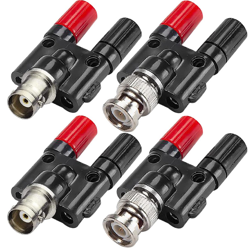 BNC Male to 4 mm Banana Socket Oscilloscope Adapter, 2 Pieces Oscilloscope BNC Male to Dual 4 mm Banana Female, 2 Pieces BNC Female to Dual 4 mm Banana Socket