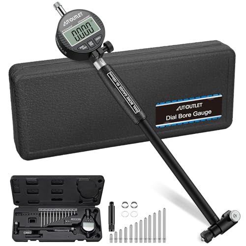 AUTOUTLET Digital Dial Bore Gauge Set 50–160mm (2–6 in), 0.01mm(0.0005”) Accuracy Precision Bore Gauge with Dial Gauge, 12 Anvils, Deep Hole Measurement Tool 2"-6"