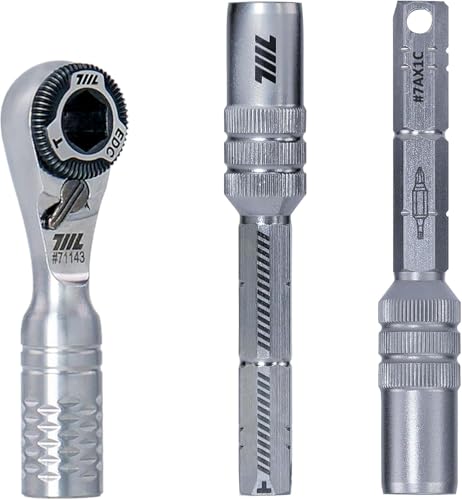 711L Mini Ratchet Wrench TG Bundle with Magnetic Bit Extensions | 1/4" Double-Ended Bits Compatible EDC Ratchet with T-Handle & L-Handle 71143+7AX1C