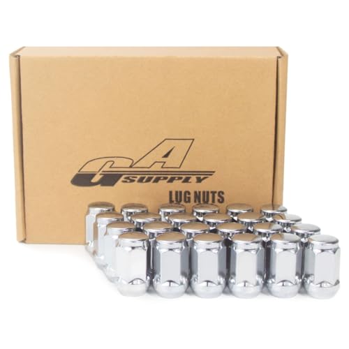 GAsupply 1/2x20 Lug Nuts 24pcs, Chrome 1.38" Tall 3/4" 19mm Hex, Cone Seat