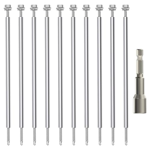 30 Pack 8 Inch Stainless Steel Gutter Screws with 304 Stainless Steel Sleeves, Heavy Duty Roof Gutter Repair Kit with Magnetic Socket, Premium 6-Inch Metal Gutter Fasteners Replacement 30