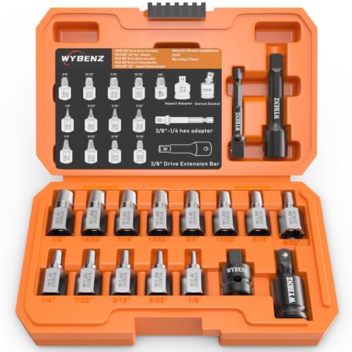 17Pcs Screw Extractor Set, 3/8" Inch Drive Multi-Spline Screw Extractor Kit 17pcs