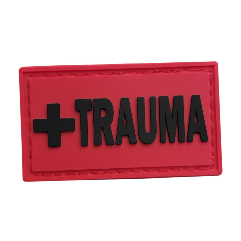 Trauma Identification PVC Patch - Medical Gear Label, 1 x 1.75 Inch, Red and Black, Back for EDC Kits, Backpacks and Gear Panels