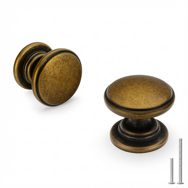 homdiy 10 Pack Antique Bronze Cabinet Knobs Round Drawer Knob for Kitchen Cabinets Dresser Drawers Pulls Zinc Hardware Handle