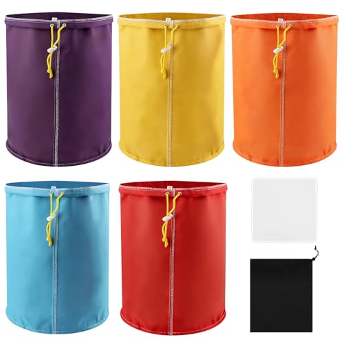 5 Gallon Filter Bags 5 Pack,25/73/120/160/220 Microns Reusable Mesh Bags Purple,Red,Yellow,Blue,Orange